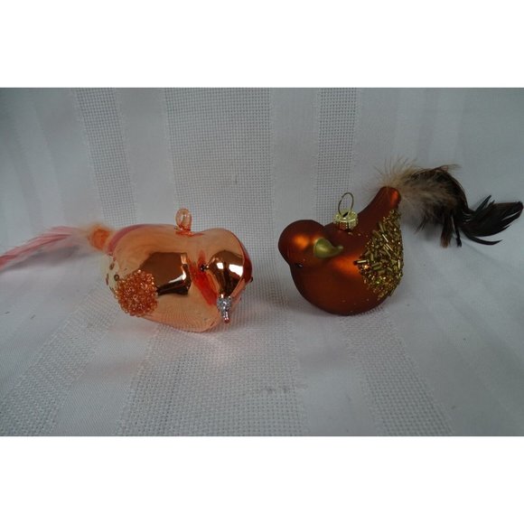 5 Assorted Glass Ornaments Pinecone Birds Snomwan - Picture 3 of 4